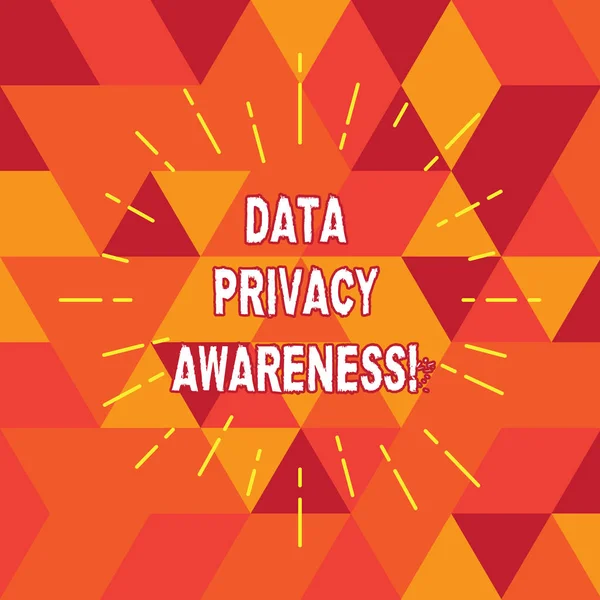 Conceptual hand writing showing Data Privacy Awareness. Business photo text Respecting privacy and protect what we share online Thin Beam Lines Spreading out Sunburst Radiates on Squares.