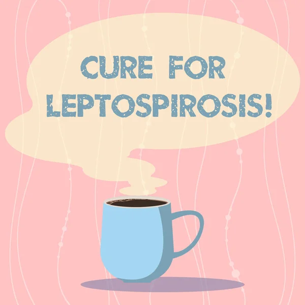 Word pisanie tekstu lekarstwo dla leptospiroza. Koncepcja biznesowa leczenia chorób zakaźnych poprzez przyjmowanie antybiotyków kubek zdjęcie kubek gorącej kawy z puste kolor dymek jako ikona Steam. — Zdjęcie stockowe