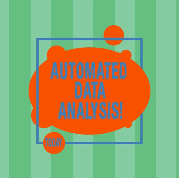 Writing note showing Automated Data Analysis. Business photo showcasing Asking someone if got life or property insurance Asymmetrical Blank Oval photo Abstract Shape inside a Square Outline.