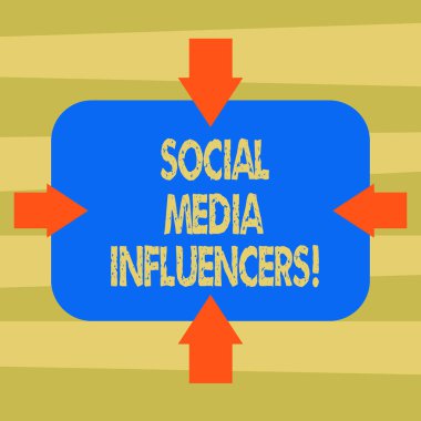 Sosyal medya Influencers gösterilen metin işareti. Kim dört taraf, boş dikdörtgen şekli işaret içe fotoğraf onların bilgi oklar bir üne sahiptir kavramsal fotoğraf.