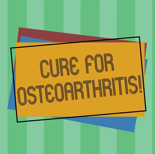 Word writing text Cure For Osteoarthritis. Business concept for Treatment for the pain and stiffness of joints Pile of Blank Rectangular Outlined Different Color Construction Paper. — ストック写真