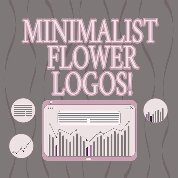 Word writing text Minimalist Flower Logos. Business concept for use minimalism in logo design to make brand modern Digital Combination of Column Line Data Graphic Chart on Tablet Screen.