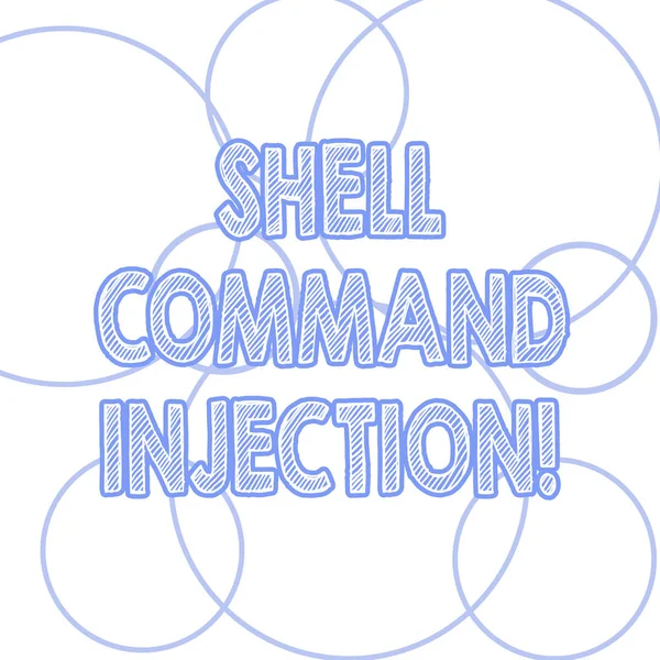 Handskrift text skriva Shell Comanalysisd injektion. Begreppet mening används av hackare för att köra systemet comanalysisds på servern konturer av runda formen i olika storlek cirkel Loop Ring Hoop foto. — Stockfoto