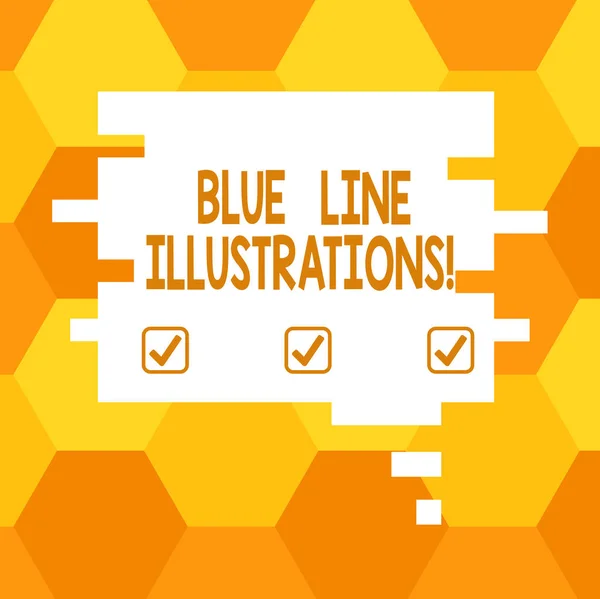 Handwriting text Blue Line Illustrations. Concept meaning investing in building an online presence and trust Blank Color Speech Bubble in Puzzle Piece Shape photo for Presentation Ads. — Stock Photo, Image