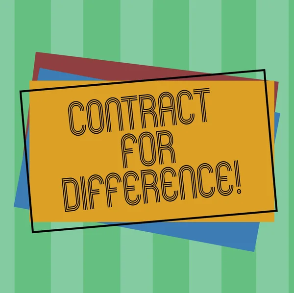 Word writing text Contract For Difference. Business concept for contract between an investor and an investment bank Pile of Blank Rectangular Outlined Different Color Construction Paper.
