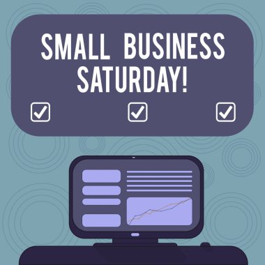 Kavramsal el küçük iş Cumartesi gösterilen yazma. Tatil şükran Mounted bilgisayar ekranı ile çizgi grafiği Resepsiyon metin kutusunu sonra alışveriş Amerikan vitrine iş fotoğraf.