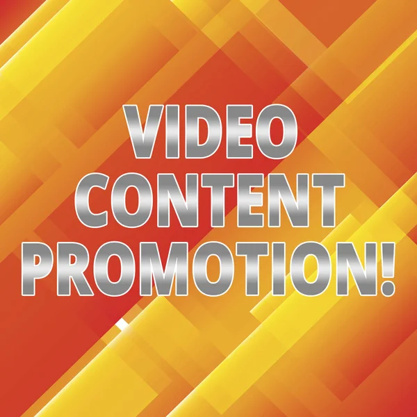 Word writing text Video Content Promotion. Business concept for video with the intent to promote the products Slanting and Overlapping Color of Rectangular Geometric Shapes photo.