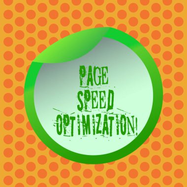 Sayfa hızı optimizasyonu gösterilen Not yazma. İş fotoğraf vitrine geliştirmek içerik şişe ambalaj kapağı karton konteyner kolay açık kapak için bir Web sayfası yükleme hızı.