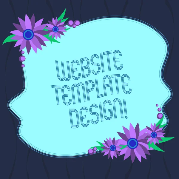 Word writing text Website Template Design. Business concept for writing an informative content of a website Blank Uneven Color Shape with Flowers Border for Cards Invitation Ads.