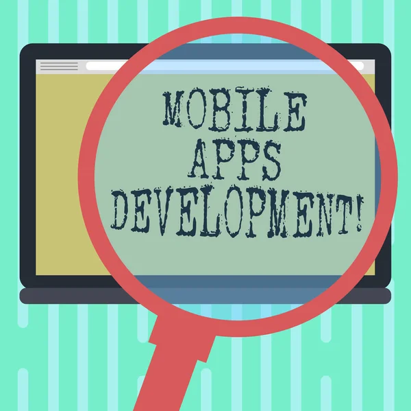 Tekst Skrivning Mobil Apps Udvikling Forretning Koncept Processen Med Udvikle - Stock-foto
