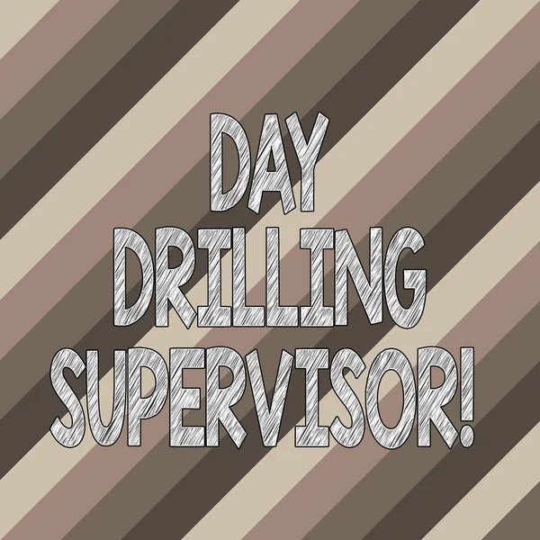 Conceptual hand writing showing Day Drilling Supervisor. Business photo text In charge of the drill operators at a quarry Diagonal Lines Multi Tone Blank Copy Space for Poster Wallpaper. — Stock Photo, Image