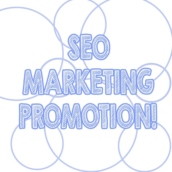 Escritura a mano de texto Seo Marketing Promotion. Concepto que significa mejorar el contenido y aumentar la exposición de un sitio web Esbozos de forma redonda en diferentes tamaños Circle Loop Ring Hoop photo . —  Fotos de Stock