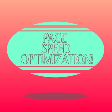 Sayfa hızı optimizasyonu yazma el yazısı metin. İçerik bir Web sayfası boş renk Oval şekli ile yatay şerit yüzen ve gölge fotoğraf yükleme hızını geliştirmek anlam kavramı.