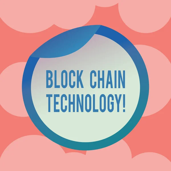 Writing note showing Block Chain Technology. Business photo showcasing Digital ledger stored in a distributed network Bottle Packaging Lid Carton Container Easy to Open Cover.
