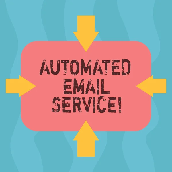 Conceptual hand writing showing Automated Email Service. Business photo showcasing automatic decision making based on big data Arrows on Four Sides of Rectangular Shape Pointing Inward.