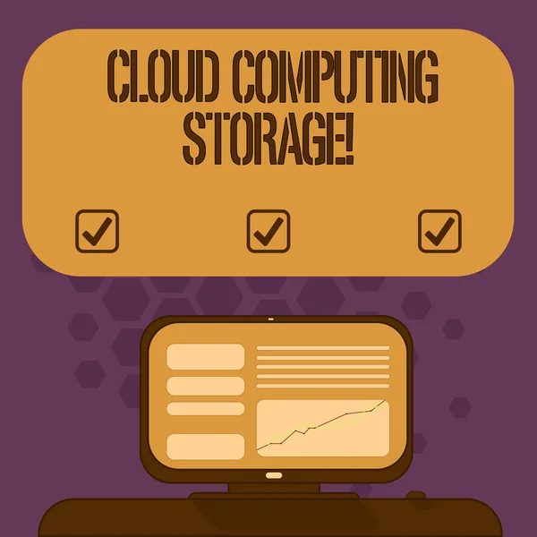 Почерк Cloud Computing Storage. Концепция, означающая, что цифровые данные хранятся в логических пулах или в Интернете . — стоковое фото