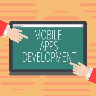 Word metin mobil uygulamalar geliştirme yazma. İş kavramı dijital cihazlar Hu analiz elleri boş bir renk Tablet ekran üzerinde her iki taraf işaret için mobil uygulama geliştirme süreci için.