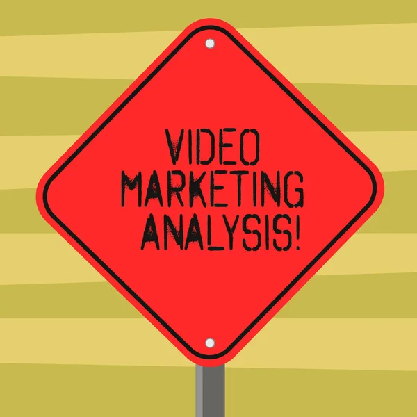 Text sign showing Video Marketing Analysis. Conceptual photo software that centralize and deliver video online Blank Diamond Shape Color Road Warning Signage with One Leg Stand photo.