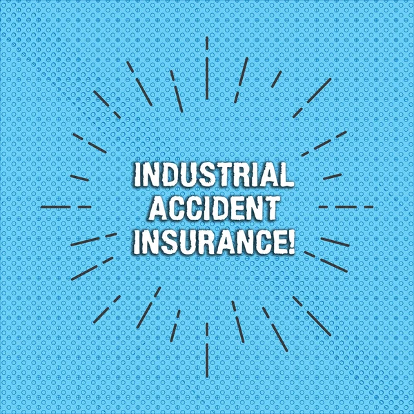 Text sign showing Industrial Accident Insurance. Conceptual photo payments for demonstrating exposed to the work hazard Thin Beam Lines Spreading out Dash of Sunburst Radiating on Tiny Loop Rings.