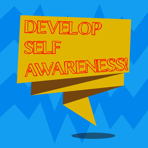 Текстовый знак, показывающий развитие самопознания. Концептуальное фото Улучшение четкой реализации тех, демонстрационности сложенной 3D лентой полосы Твердый цвет пустой ленты фото для празднования
.