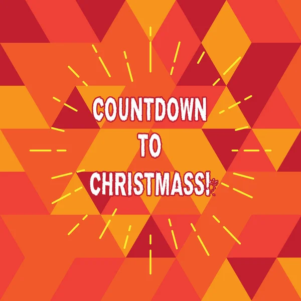 Scrittura concettuale a mano che mostra Countdown To Christmas. Business foto periodo di tempo prima di un evento significativo Thin Beam Lines Diffondere Sunburst irradia su piazze . — Foto Stock