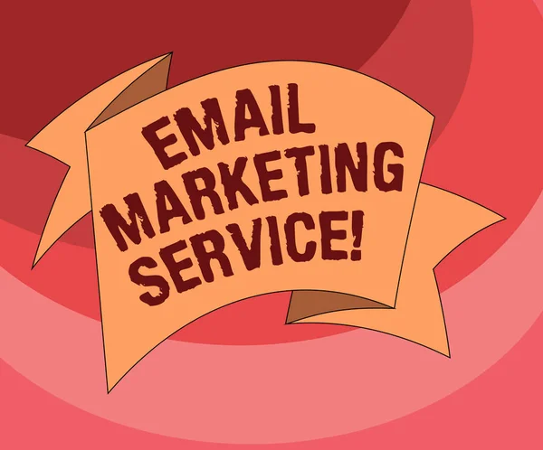 E-posta pazarlama hizmeti gösterilen metin işareti. Kavramsal fotoğraf e-posta gönderilen bir potansiyel veya mevcut müşteri katlanmış 3d şerit şerit katı renk boş kanat kutlama için fotoğraf. — Stok fotoğraf