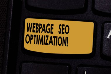 Web sayfası Seo optimizasyon gösterilen metin işareti. Kavramsal fotoğraf yapar online eğitim esnek ve ekonomik klavye tuşuna basarak tuş takımı fikir bilgisayar ileti oluşturmak için niyet.