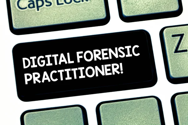 Word writing text Digital Forensic Practitioner. Business concept for Specialist in investigating computer crime Keyboard key Intention to create computer message pressing keypad idea.