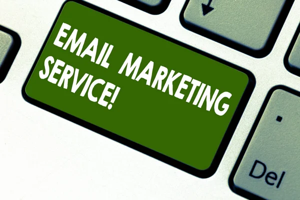 Word writing text Email Marketing Service. Business concept for email sent to a potential or current customer Keyboard key Intention to create computer message pressing keypad idea.