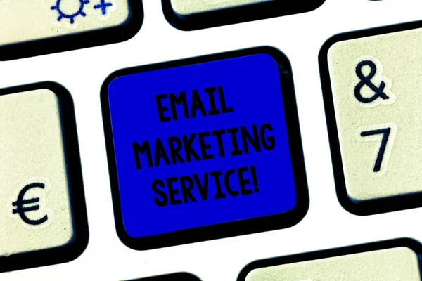 Conceptual hand writing showing Email Marketing Service. Business photo text email sent to a potential or current customer Keyboard key Intention to create computer message idea.