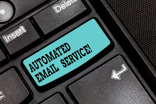 Conceptual hand writing showing Automated Email Service. Business photo text automatic decision making based on big data Keyboard key Intention to create computer message idea. — Stock Photo, Image