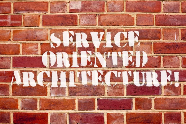 Ordet skriver text Service Oriented Architecture. Affärsidé för Central gränssnitt ett sätt att organisera programvara. — Stockfoto