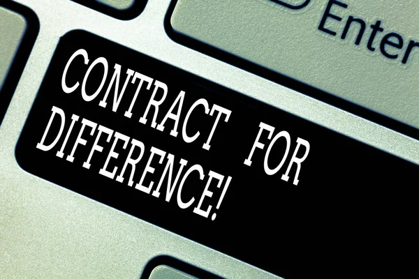 Text sign showing Contract For Difference. Conceptual photo contract between an investor and an investment bank Keyboard key Intention to create computer message pressing keypad idea.