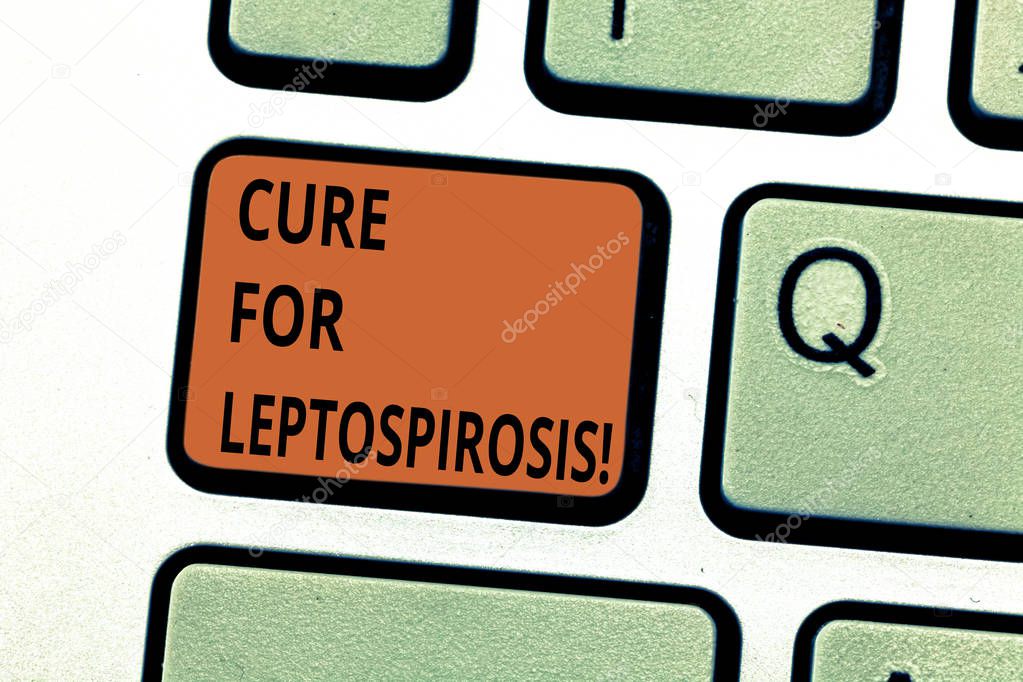 Conceptual hand writing showing Cure For Leptospirosis. Business photo text Treating the contagious disease by taking antibiotics Keyboard key Intention to create computer message idea.