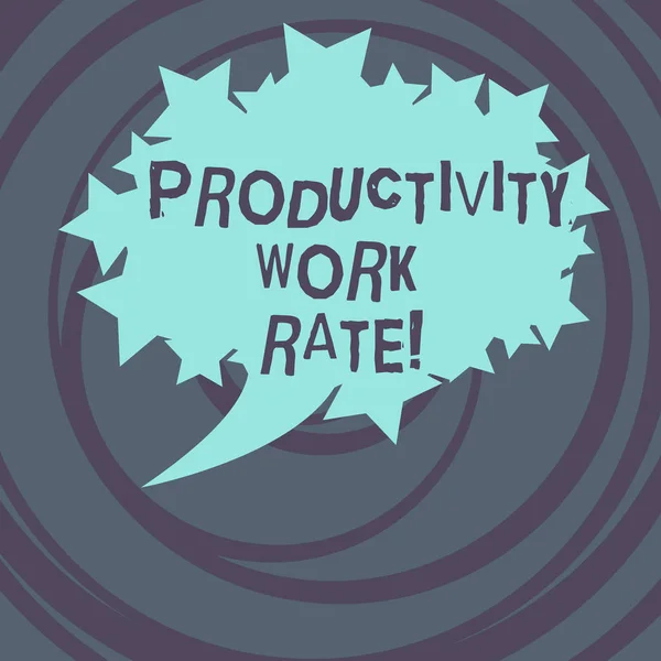 Word writing text Productivity Work Rate. Business concept for assessment of the efficiency of a group or workers Blank Oval Color Speech Bubble with Stars as Outline photo Text Space.