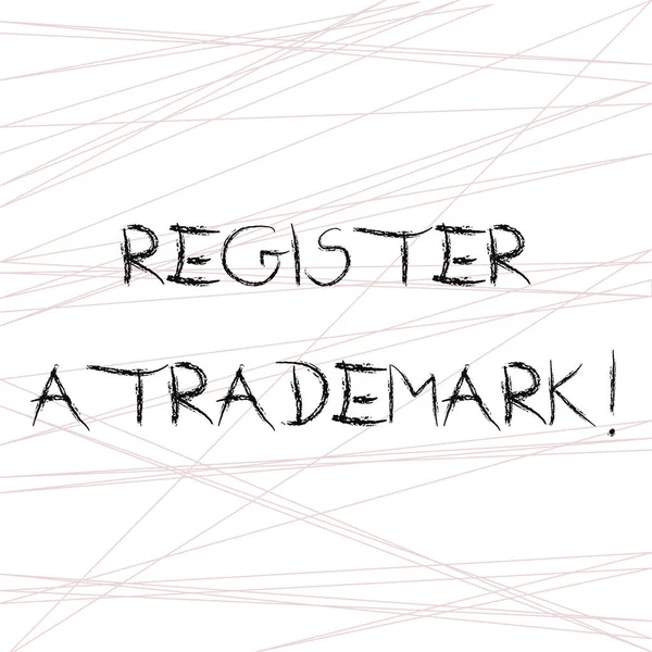 Writing note showing Register A Trademark. Business photo showcasing To record or list as official company brand or logo Straight Line Scattered Randomly Intersecting Geometrical Pattern.