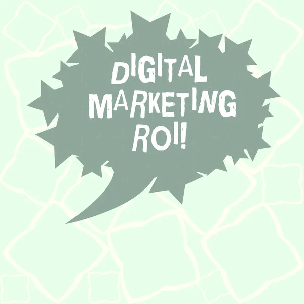 Writing note showing Digital Marketing Roi. Business photo showcasing getting the money s is worth from marketing campaigns Blank Oval Color Speech Bubble with Stars as Outline photo Text Space.