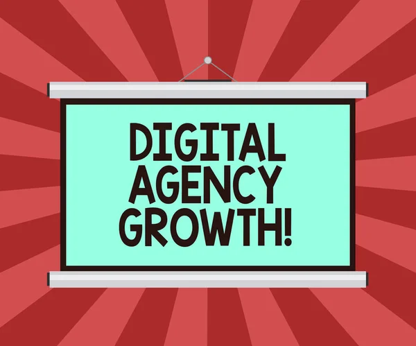 Conceptual hand writing showing Digital Agency Growth. Business photo showcasing Progress of graphic design and copywriting business Portable Wall Projection Screen for Conference Presentation.
