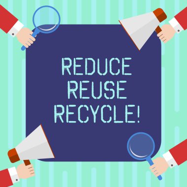 Word metni Küçült yeniden geri dönüşüm yazma. Biz her yıl Hu analiz yapmak iş kavramı kesme çöp miktarı için her Holding büyüteç ve megafon 4 köşe üzerinde eller.