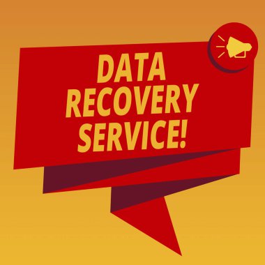 El yazısı metin veri kurtarma hizmeti. Erişilemez ya da kayıp veri alma işlemi anlam kavramı 3d şerit kanat megafon konuşma balonu fotoğraf kutlama için katlanmış..