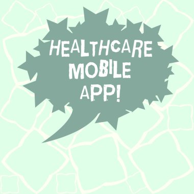 Sağlık mobil uygulama iş fotoğraf fotoğraf metin alanı anahat olarak healthrelated hizmet boş Oval renk konuşma balonu yıldız ile sunan uygulama programı vitrine gösterilen Not yazma.