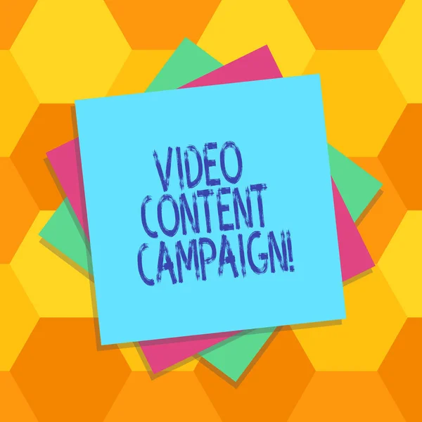 Handwriting text Video Content Campaign. Concept meaning Integrates engaging video into marketing campaigns Multiple Layer of Blank Sheets Color Paper Cardboard photo with Shadow.