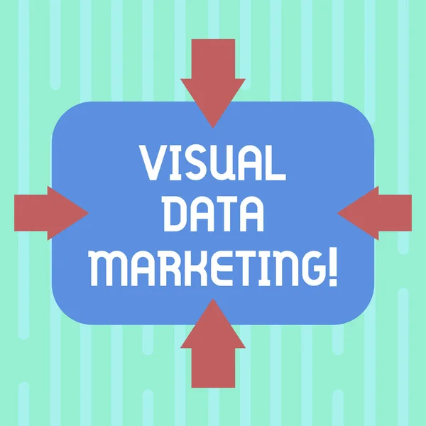 Word writing text Visual Data Marketing. Business concept for Use images to convey information in visual format Arrows on Four Sides of Blank Rectangular Shape Pointing Inward photo.