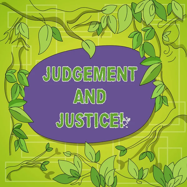 Пишу записку, показывающую Суд и Справедливость. Система демонстрации бизнес-фото законов в стране, где судьи показывают ветви деревьев, разбросанные по листьям, окружающие пустое цветовое пространство . — стоковое фото