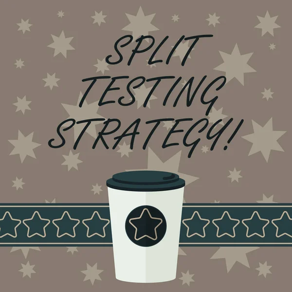 Megjelenítve Split tesztelés stratégia Megjegyzés írása. Üzleti fénykép bemutató végzett kísérletek, hogy javítsák weboldal metrikus 3d a Go kávéscsésze fedelét fedezésére és a csillagok a szalag üres szöveg terület. — Stock Fotó