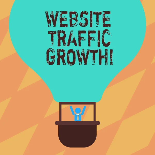 Text sign showing Website Traffic Growth. Conceptual photo marketing metric that measures visitors of a site Hu analysis Dummy Arms Raising inside Gondola Riding Blank Color Air Balloon.