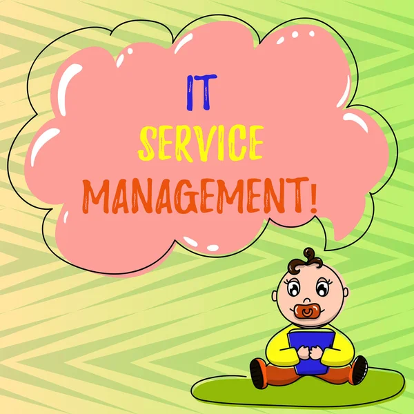 Konzeptionelle Handschrift, die das Service Management zeigt. Geschäftsfotos, die den Prozess der Ausrichtung von Unternehmensdienstleistungen auf Teppichschnuller und Cloud-Sprechblase zeigen. — Stockfoto