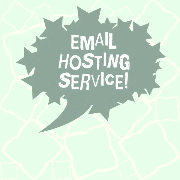 Writing note showing Email Hosting Service. Business photo showcasing Internet hosting service that operates email server Blank Oval Color Speech Bubble with Stars as Outline photo Text Space.