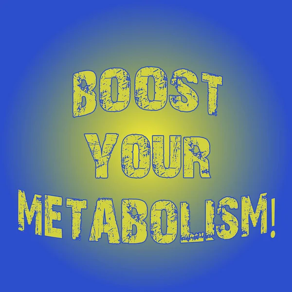 Word writing text Boost Your Metabolism. Business concept for Speeding up the breakdown of food calorie intake Light Flashing Glowing with Round Blurry Ray Beam photo Blank Space.