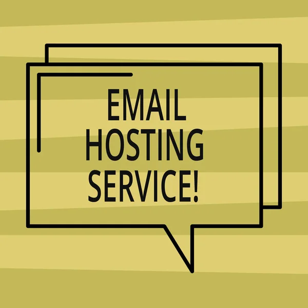 Text sign showing Email Hosting Service. Conceptual photo Internet hosting service that operates email server Rectangular Outline Transparent Comic Speech Bubble photo Blank Space.